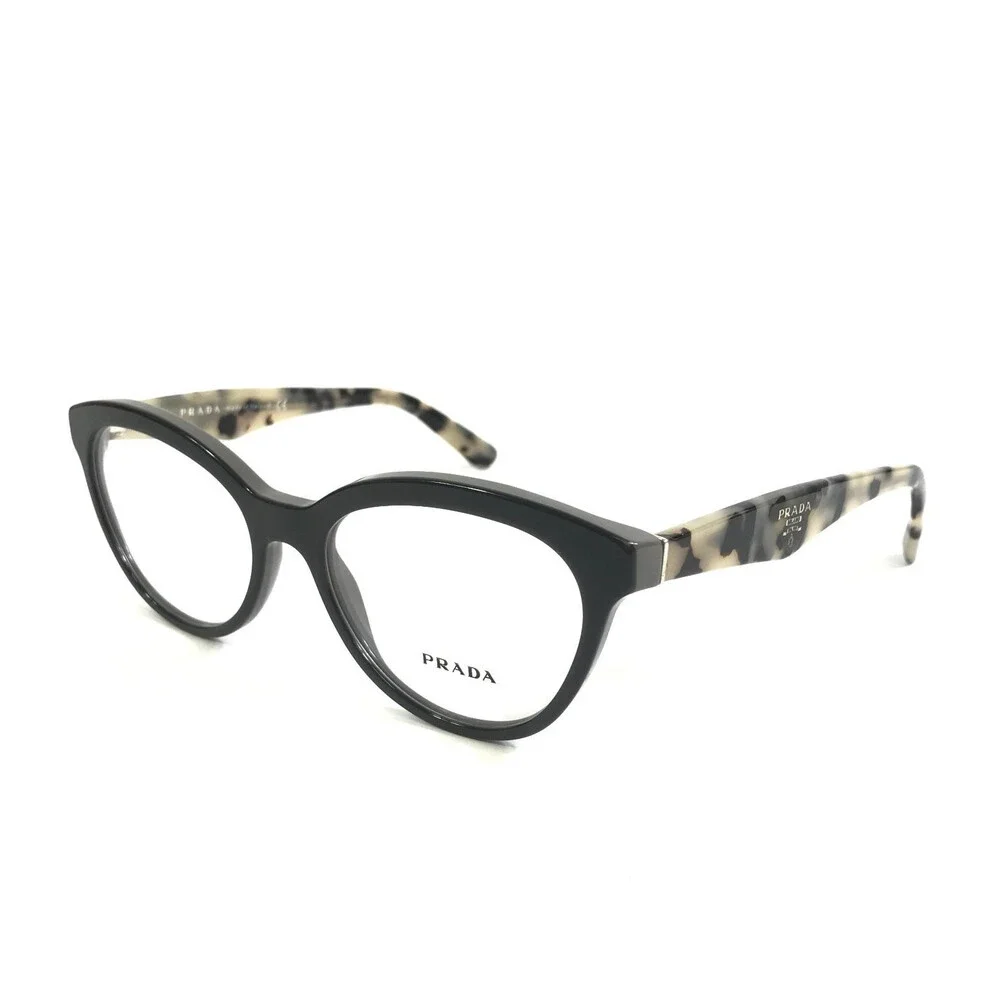 Prada Eyeglasses Frames VPR 11R TFN-1O1 Black Opal Gray Tortoise 52-17-140